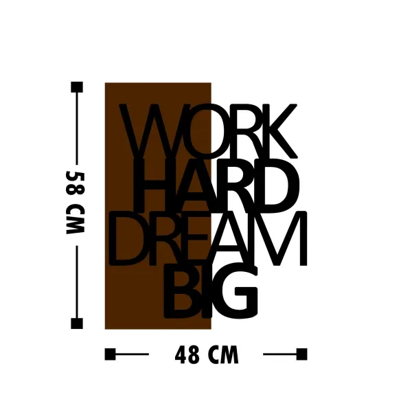 Wallity Nástenná drevená dekorácia WORK DREAM hnedá/čierna