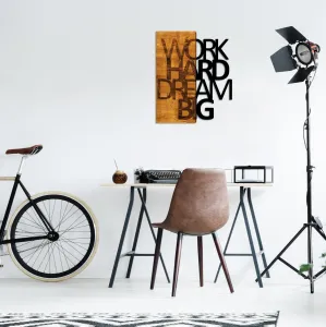 Wallity Nástenná drevená dekorácia WORK DREAM hnedá/čierna