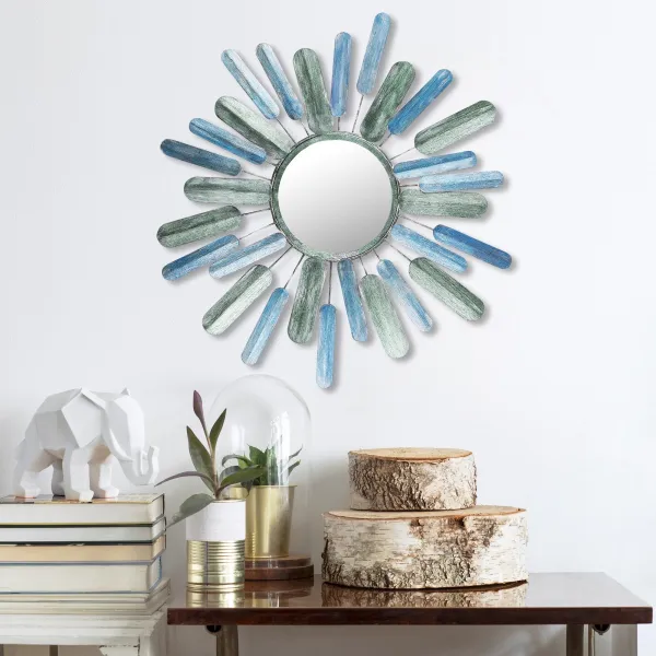 Dekoratívny kovový doplnok na stenu Metal Art Mirror Sun