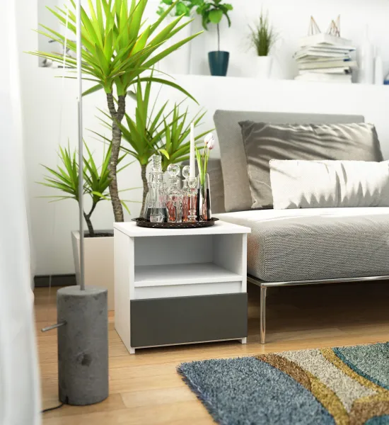 Ak furniture Noční stolek CL1 bílý/grafitově šedý