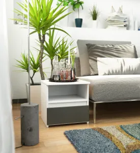 Ak furniture Noční stolek CL1 bílý/grafitově šedý