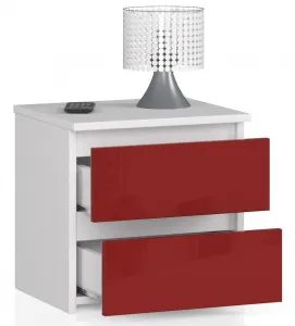 Ak furniture Nočný stolík CL2 40 cm biely/červený lesk