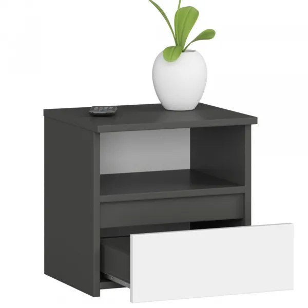 Ak furniture Noční stolek CL1 40 cm grafitově šedý/bílý