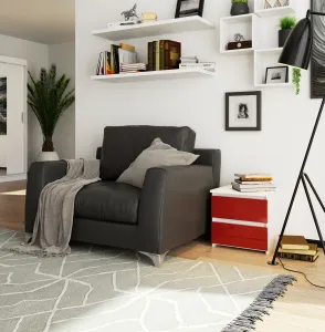 Ak furniture Nočný stolík CL2 40 cm biely/červený lesk