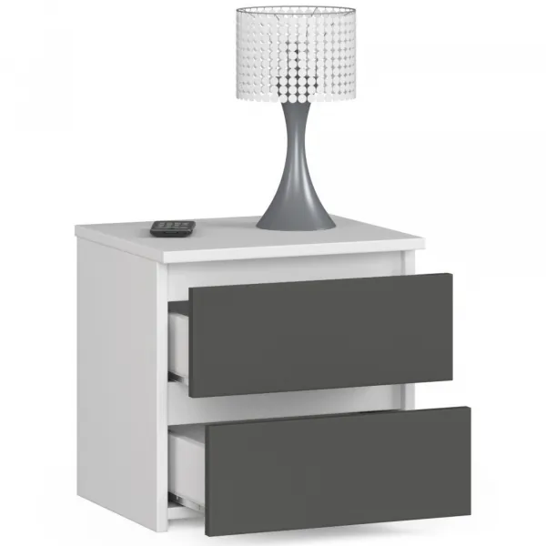 Ak furniture Noční stolek CL2 40 cm bílý/grafitově šedý