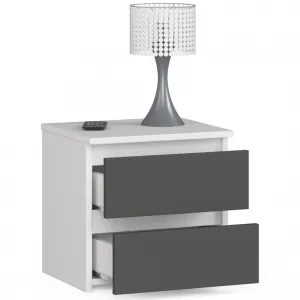 Ak furniture Noční stolek CL2 40 cm bílý/grafitově šedý