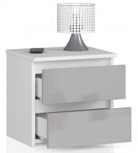 Ak furniture Noční stolek CL2 40 cm bílý/šedý lesk