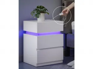SONGMICS Noční stolek s LED osvetlením Defro biely