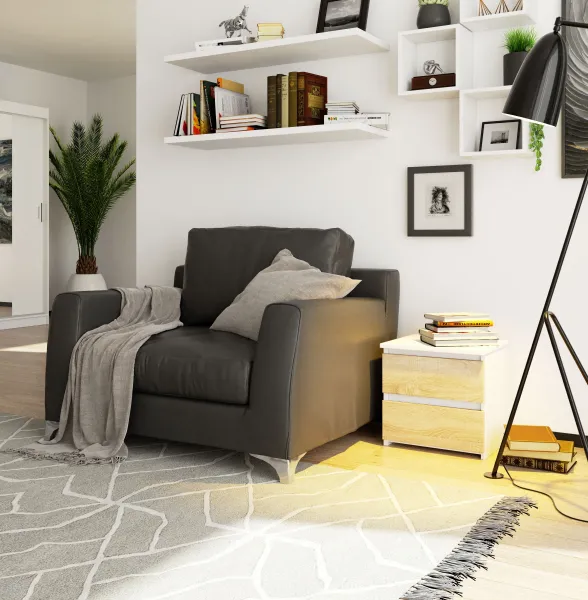 Ak furniture Noční stolek CL2 40 cm bílý/dub sonoma