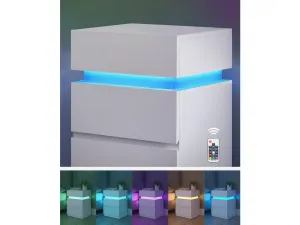 SONGMICS Noční stolek s LED osvetlením Defro biely