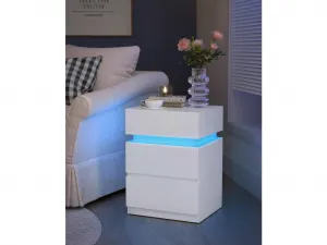 SONGMICS Noční stolek s LED osvetlením Defro biely