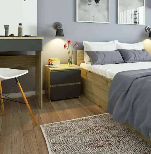 Ak furniture Noční stolek CL2 40 cm dub artisan/grafitově šedý