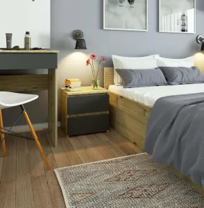 Ak furniture Noční stolek CL2 40 cm dub artisan/grafitově šedý