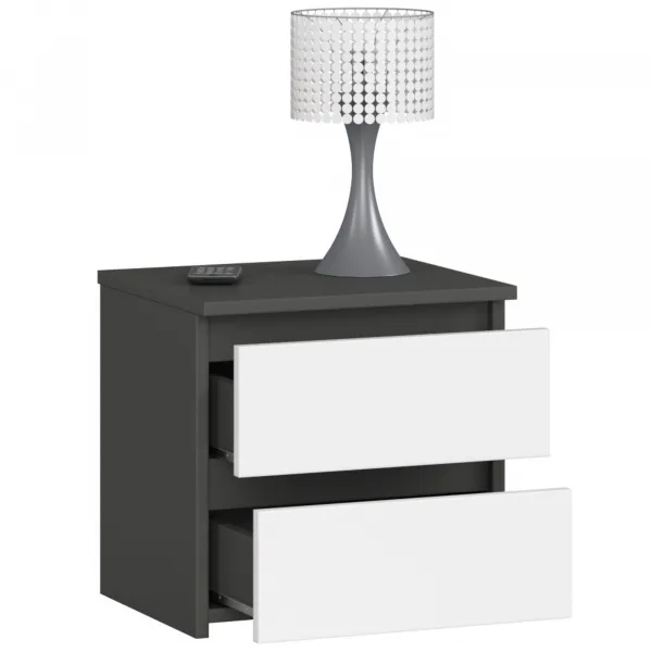 Ak furniture Noční stolek CL2 40 cm grafitově šedý/bílý