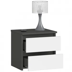 Ak furniture Noční stolek CL2 40 cm grafitově šedý/bílý