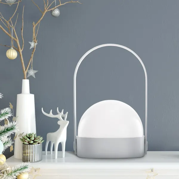 DecoKing Prenosná LED lampa KAMPI sivá, veľkosť m