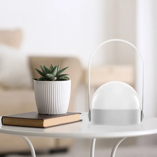 DecoKing Prenosná LED lampa KAMPI sivá, veľkosť m