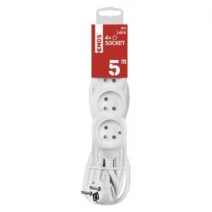 EMOS Prodlužovací kabel se 4 zásuvkami 1,5 mm² KIKOK 5 m bílý