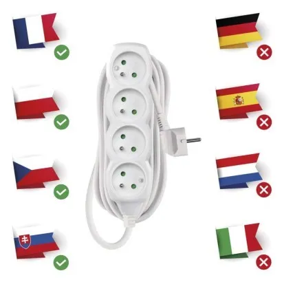 EMOS Prodlužovací kabel se 4 zásuvkami 1,5 mm² KIKOK 5 m bílý