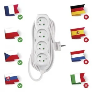 EMOS Prodlužovací kabel se 4 zásuvkami 1,5 mm² KIKOK 5 m bílý