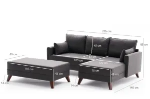 Rohová rozkladacia pohovka Bella Mini RightAnthracite