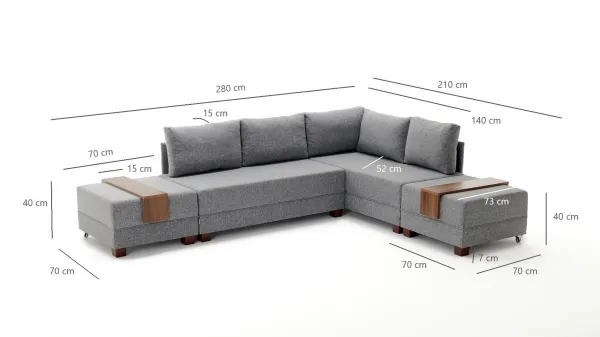 Rohová rozkladacia pohovka Fly Corner Sofa Bed Right- Grey
