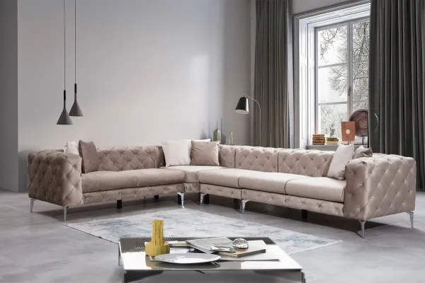 Rohová sedacia súprava / Rohová pohovka Como Corner Left - Beige
