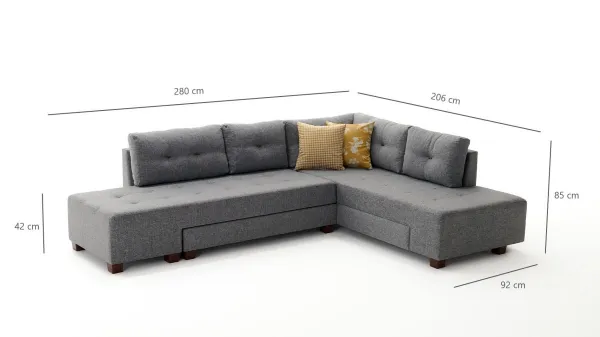 Rohová rozkladacia pohovka Manama Corner Sofa Bed Right - Grey