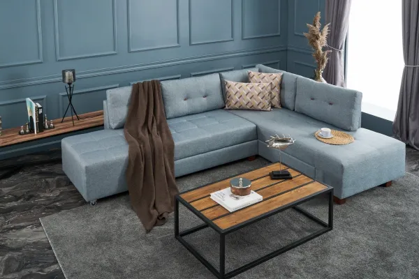 Rohová rozkladacia pohovka Manama Corner Sofa Bed Right - Light Blue