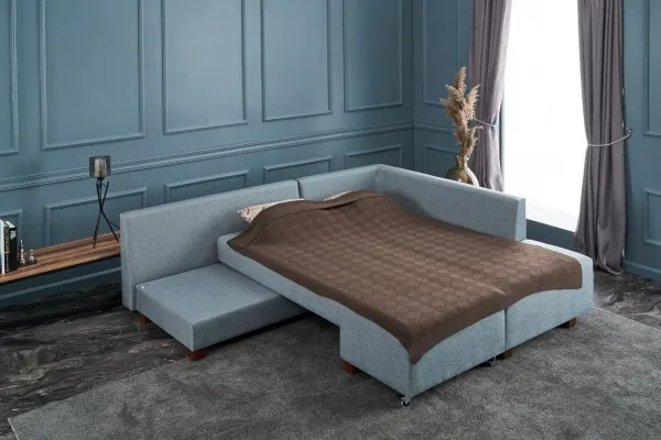 Rohová rozkladacia pohovka Manama Corner Sofa Bed Right - Light Blue
