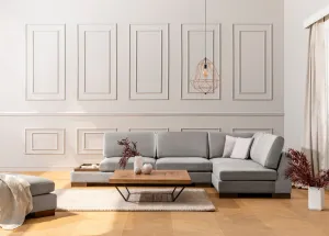 Rohová sedacia súprava / Rohová pohovka Tulip Corner Right With Pouf - Light Grey