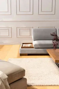 Rohová sedacia súprava / Rohová pohovka Tulip Corner Right With Pouf - Light Grey