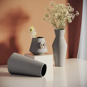 AmeliaHome Keramická váza Giara sivá, veľkosť 10x10x24
