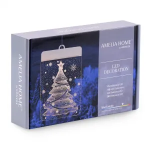 AmeliaHome LED svetelná ozdoba na okno CHRISTMAS TREE biela