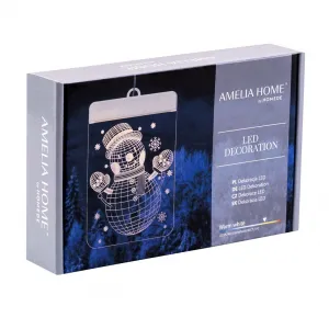 AmeliaHome LED svetelná ozdoba na okno SNOWMAN biela