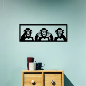 Wallity Nástenná dekorácia Three Monkeys čierna - M