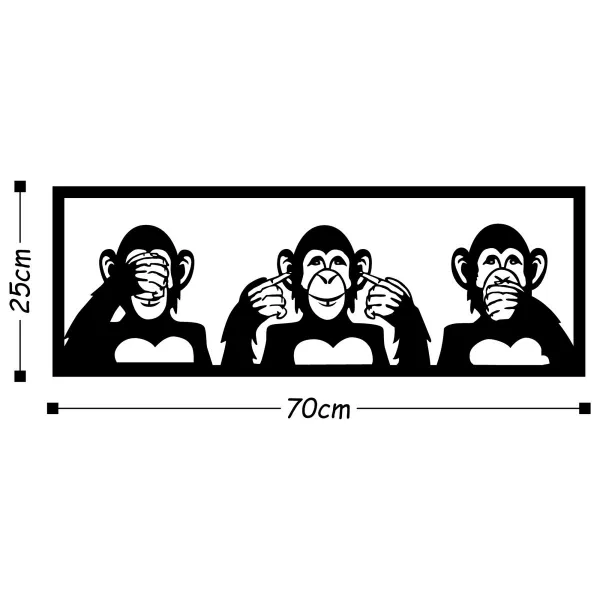 Wallity Nástenná dekorácia Three Monkeys čierna - M