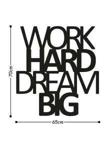 Dekoratívny kovový doplnok na stenu Work Hard Dream Big
