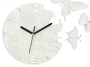 Moderné nástenné hodiny MOTÝLE WHITE white