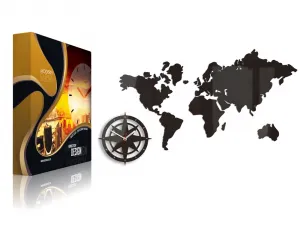 Moderné nástenné hodiny WORLD MAP WENGE wenge