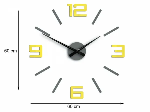 Moderné nástenné hodiny SILVER XL GREY-YELLOW greyyellow