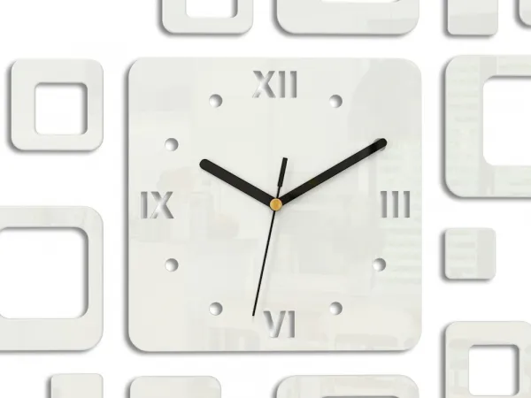 ModernClock 3D nalepovacie hodiny Roman Quadrat biele