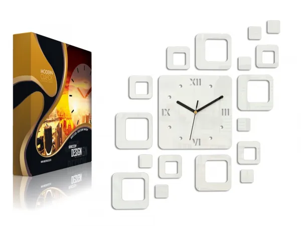 ModernClock 3D nalepovacie hodiny Roman Quadrat biele