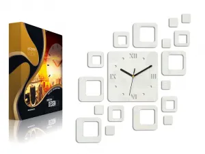 ModernClock 3D nalepovacie hodiny Roman Quadrat biele