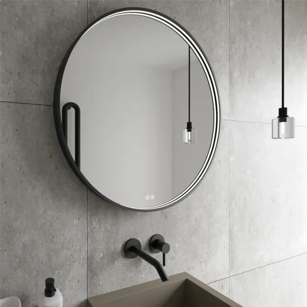 Nimco zrkadlo LED okrúhle 700 mm čierne s dvoma dotykovými senzormi ZPC 31001RVX-90 ZPC 31001RVX-90