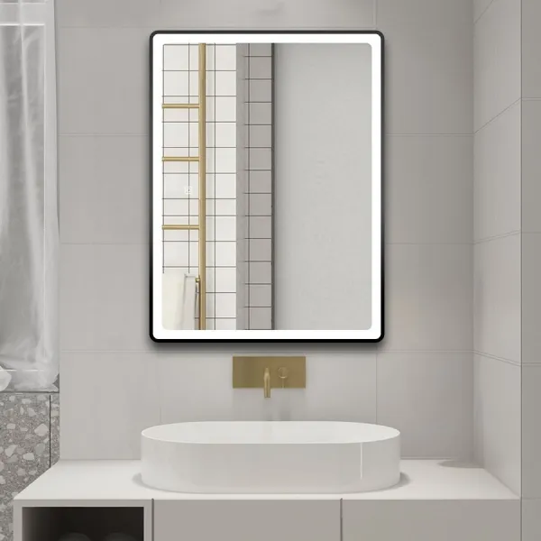 AQUALINE - SWIDA zrkadlo s LED osvetlením 60x80cm, dotykový senzor, stmievateľné, čierna mat SW060