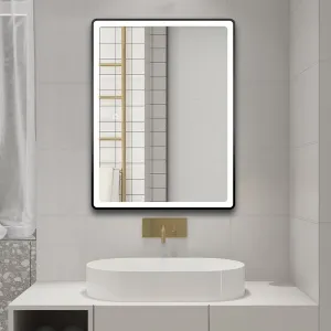 AQUALINE - SWIDA zrkadlo s LED osvetlením 60x80cm, dotykový senzor, stmievateľné, čierna mat SW060