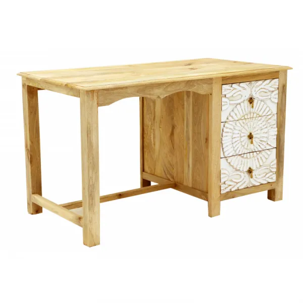 indickynabytok.sk - Písací stôl Sita 130x76x70 indický masív mango