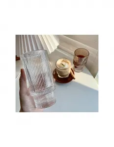 SUPPLIES CUPS Rebrované dlhé poháre na kávu, drinky 270 ml sada 4ks v krabičke