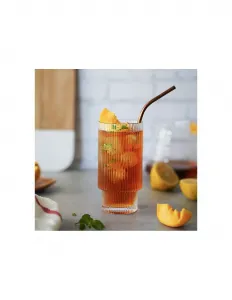 SUPPLIES CUPS Rebrované dlhé poháre na kávu, drinky 270 ml sada 4ks v krabičke